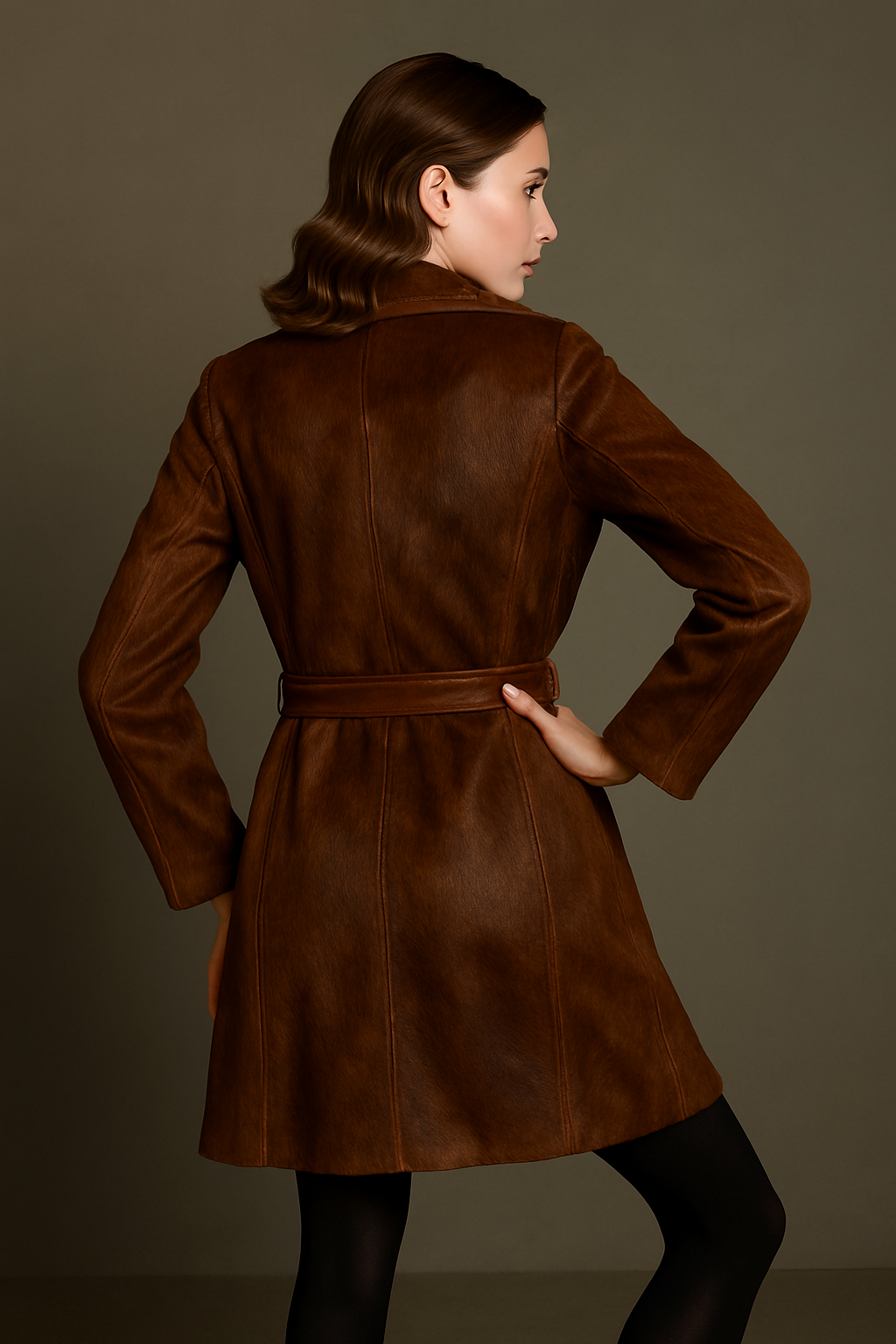 Elegant Cowhide Trench Coat – Women