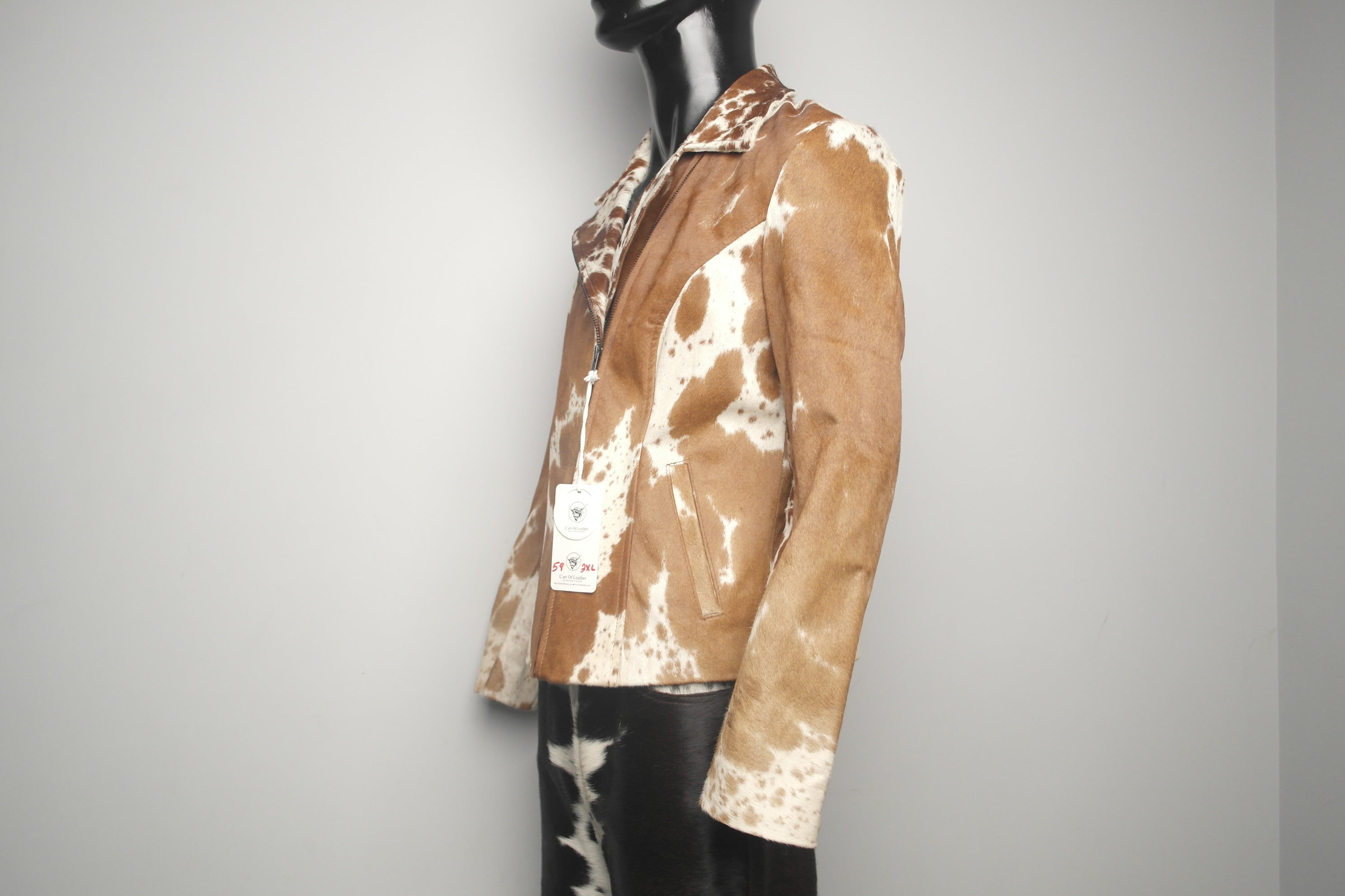 Cowhide Western Style Jacket - Hair on Hide Leather, Unique Cowgirl Style Coat