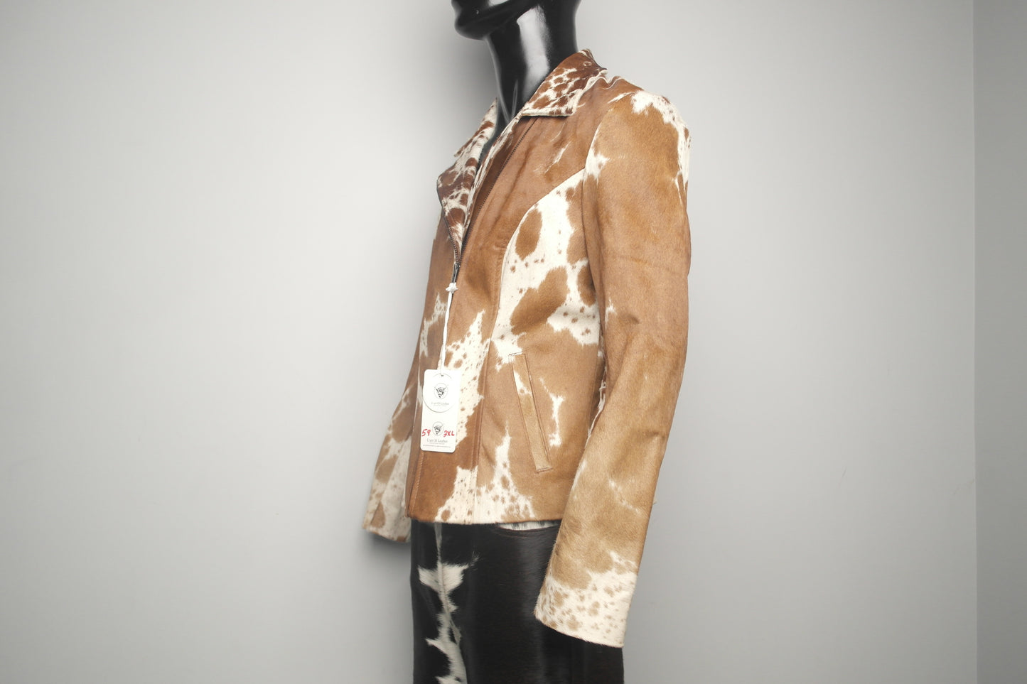 Cowhide Western Style Jacket - Hair on Hide Leather, Unique Cowgirl Style Coat