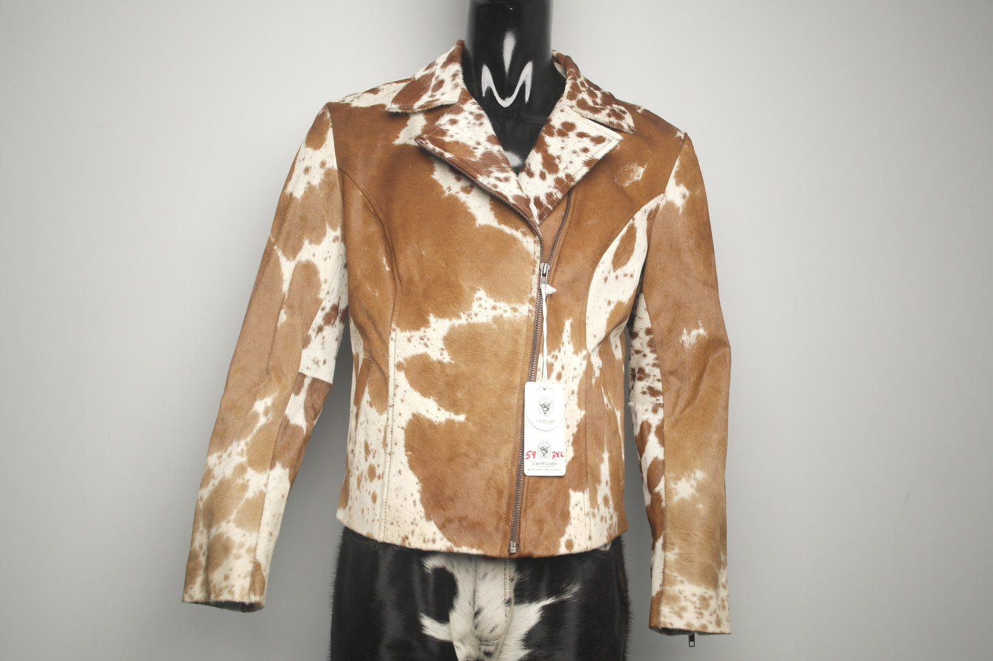 Cowhide Western Style Jacket - Hair on Hide Leather, Unique Cowgirl Style Coat