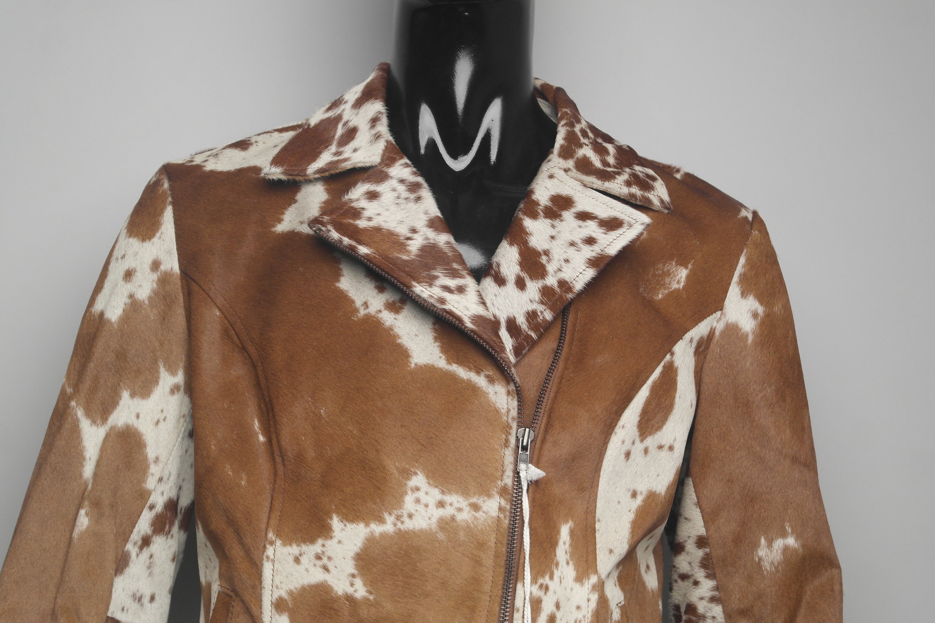Cowhide Western Style Jacket - Hair on Hide Leather, Unique Cowgirl Style Coat