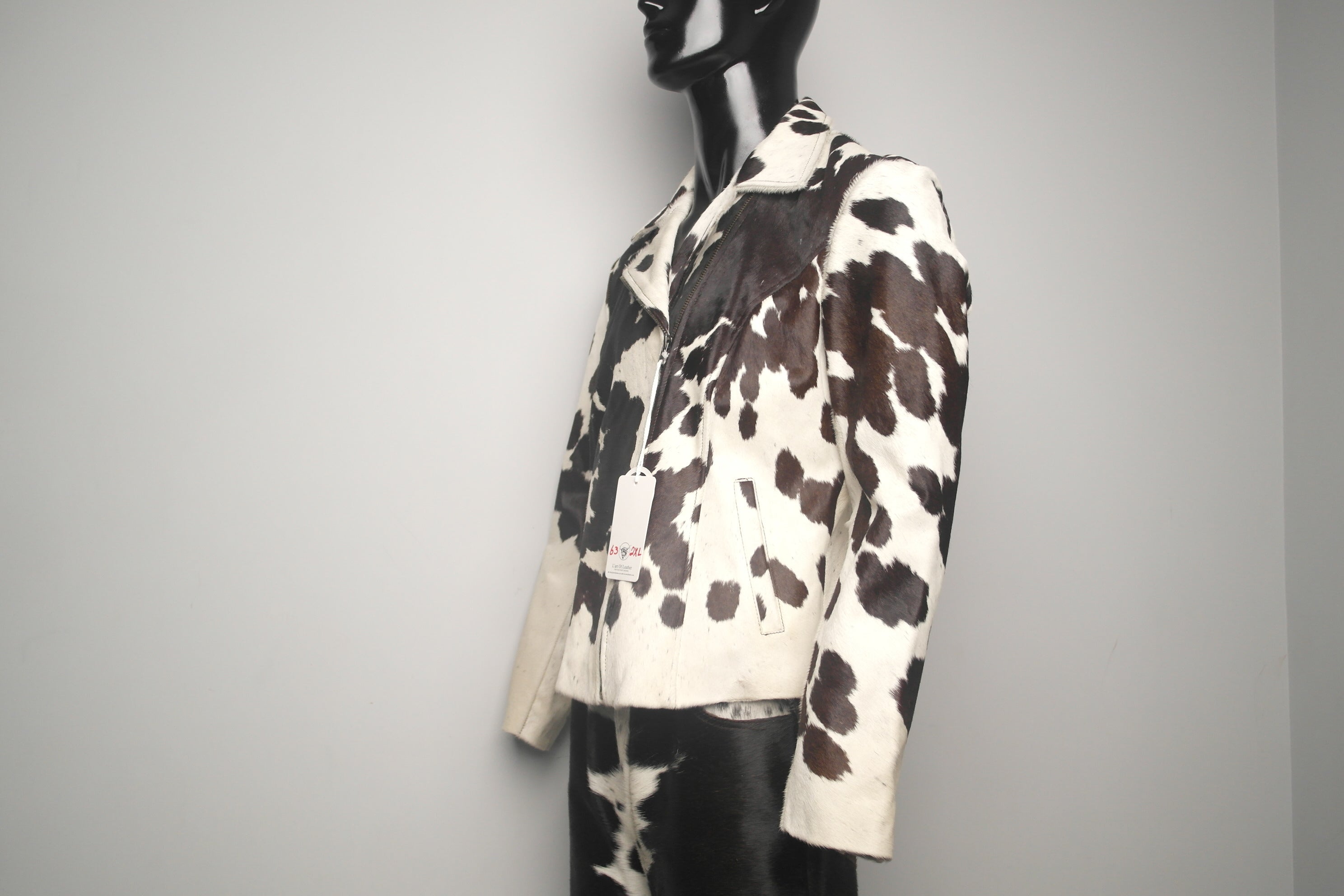 Handcrafted Hair on Hide Jacket - Cowhide Leather, Wild West Style