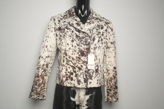 Cowhide Western Style Jacket - Hair on Hide Leather, Unique Cowboy Coat