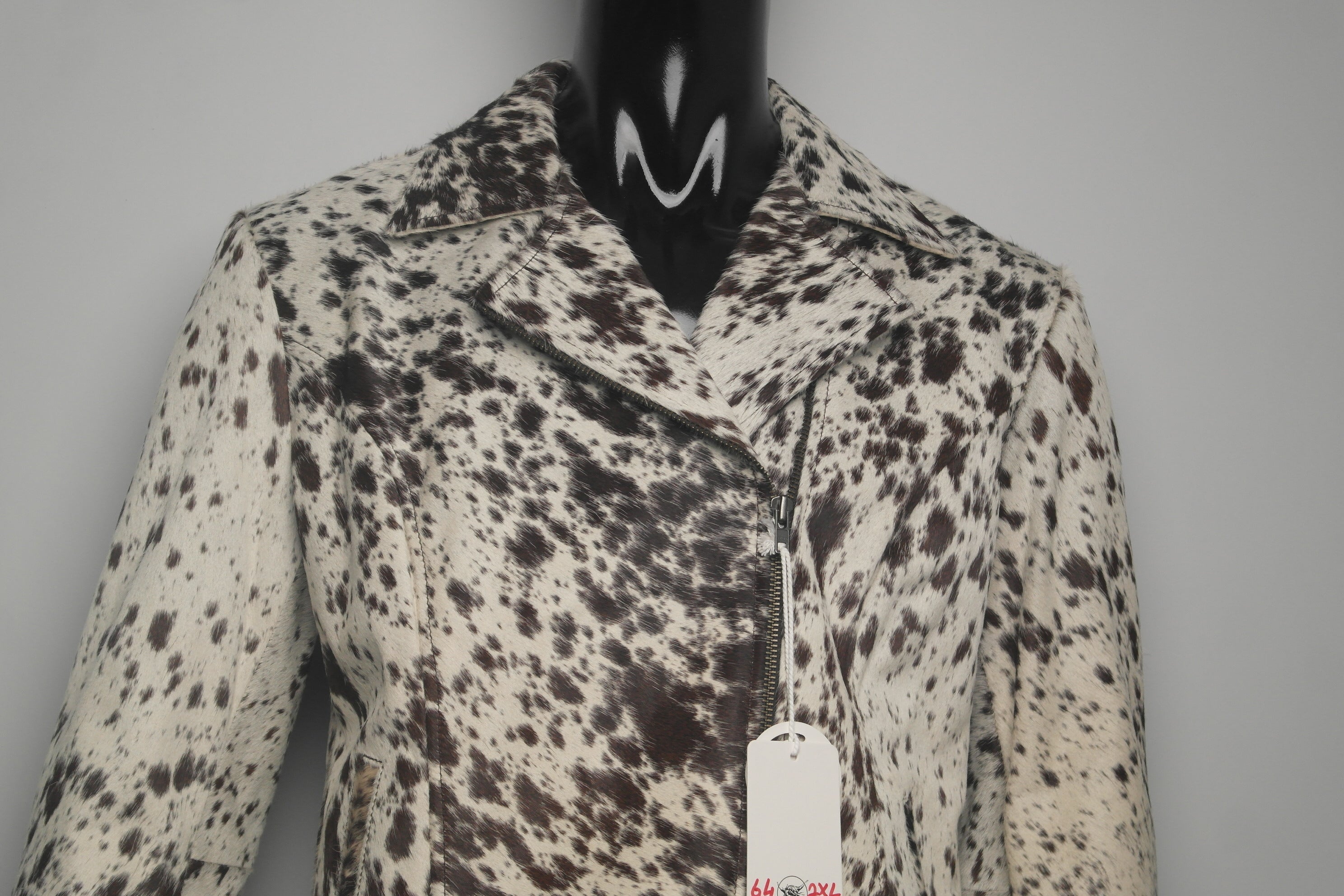 Cowhide Western Style Jacket - Hair on Hide Leather, Unique Cowboy Coat