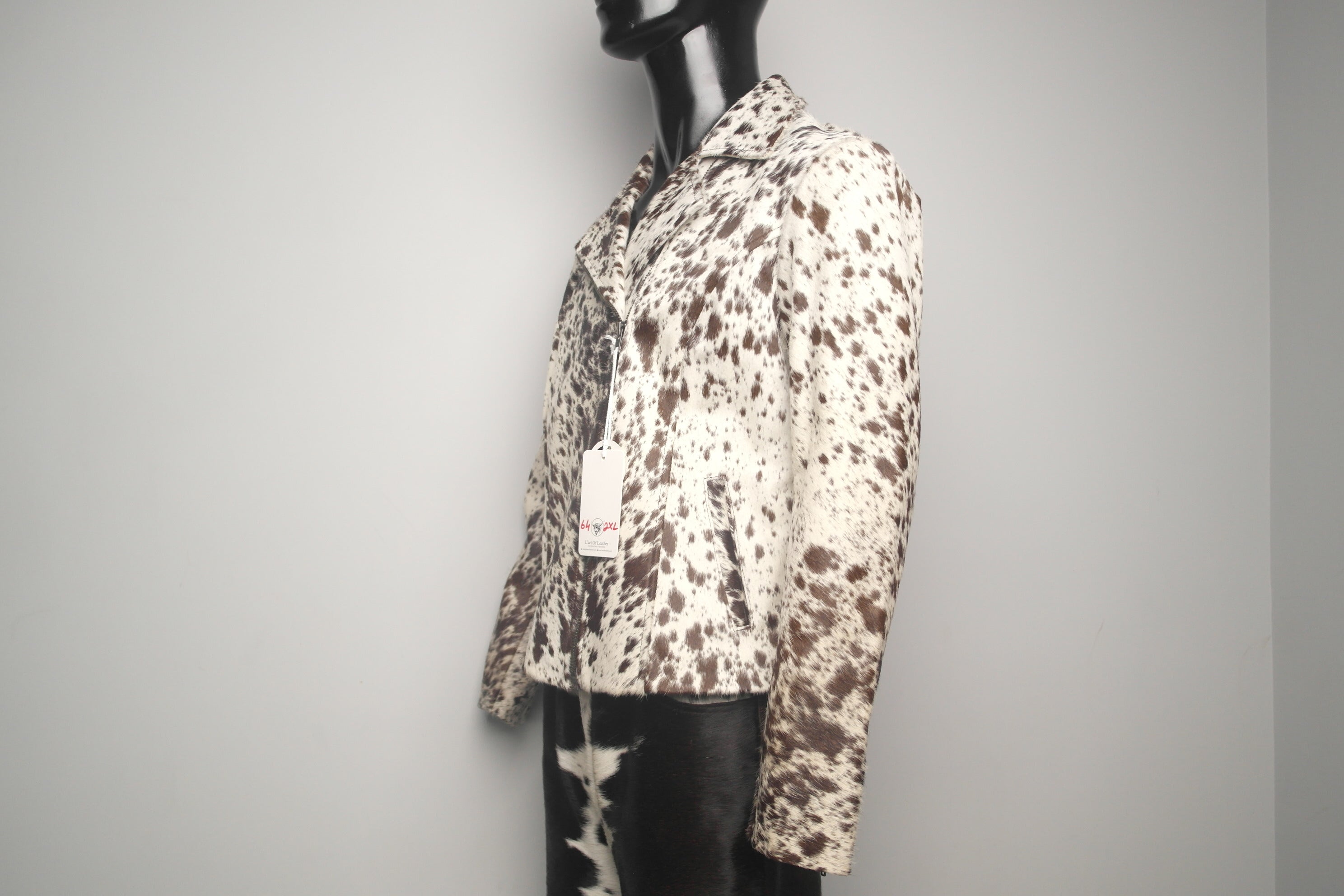 Cowhide Western Style Jacket - Hair on Hide Leather, Unique Cowboy Coat