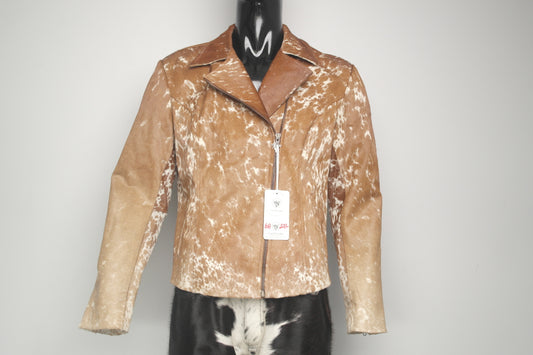 Handcrafted Hair on Hide Jacket - Cowhide Leather, Wild West Style