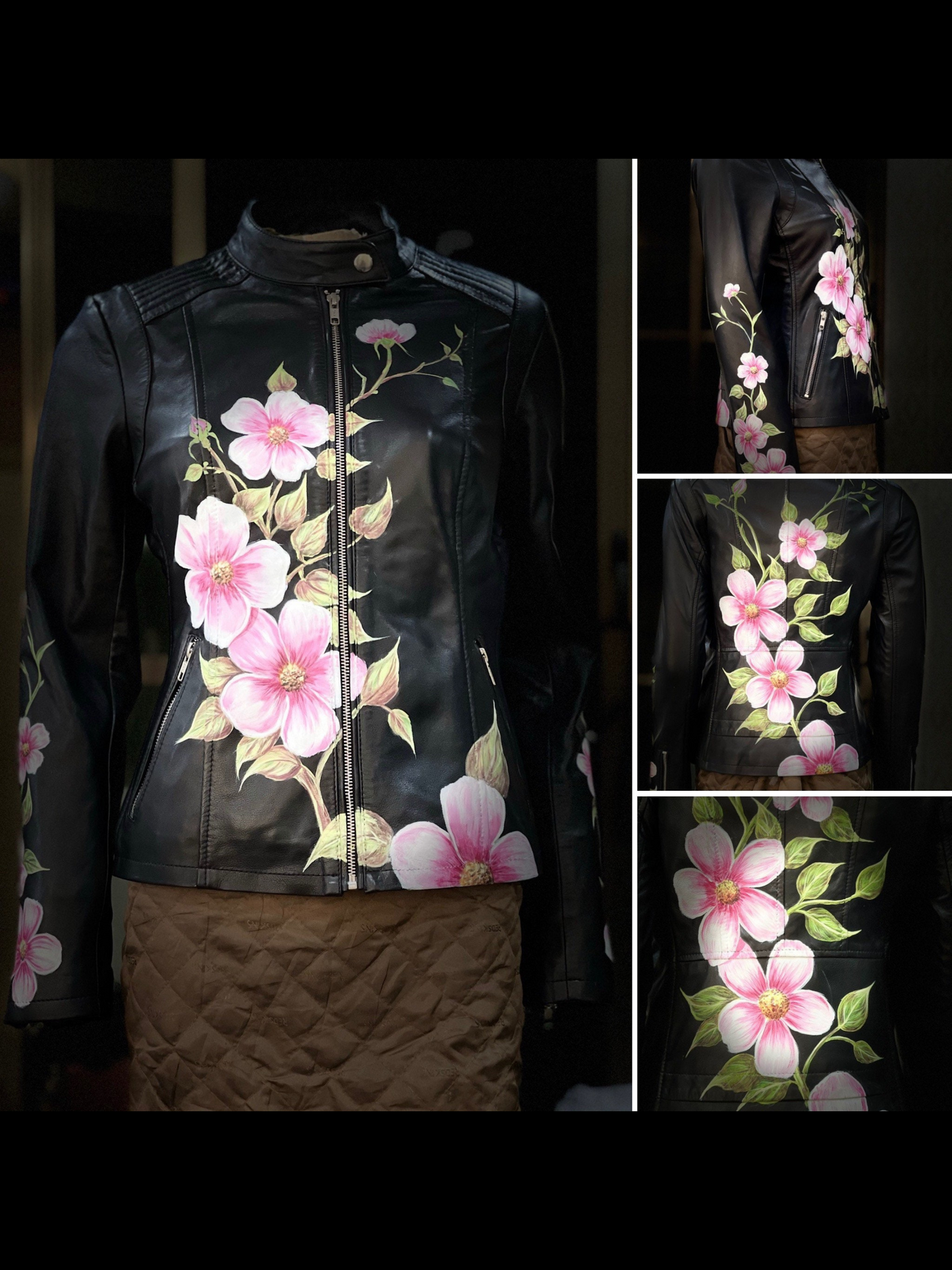 Leather Hand Painted Jacket for  Women