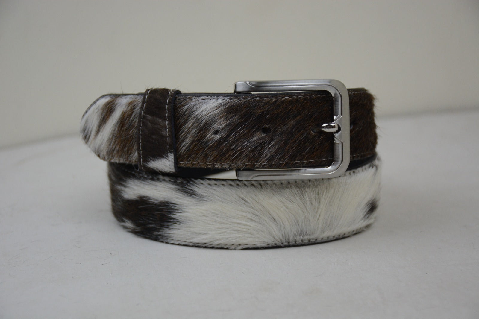 Black Cowhide Leather Belt – Handcrafted Hair-On Hide