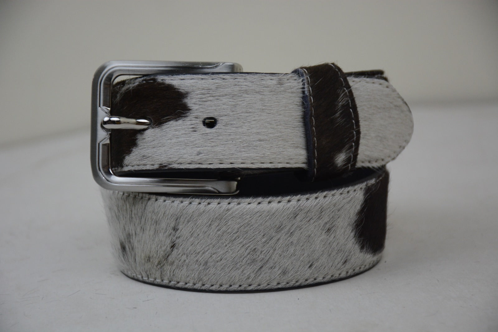 Black Cowhide Leather Belt – Handcrafted Hair-On Hide