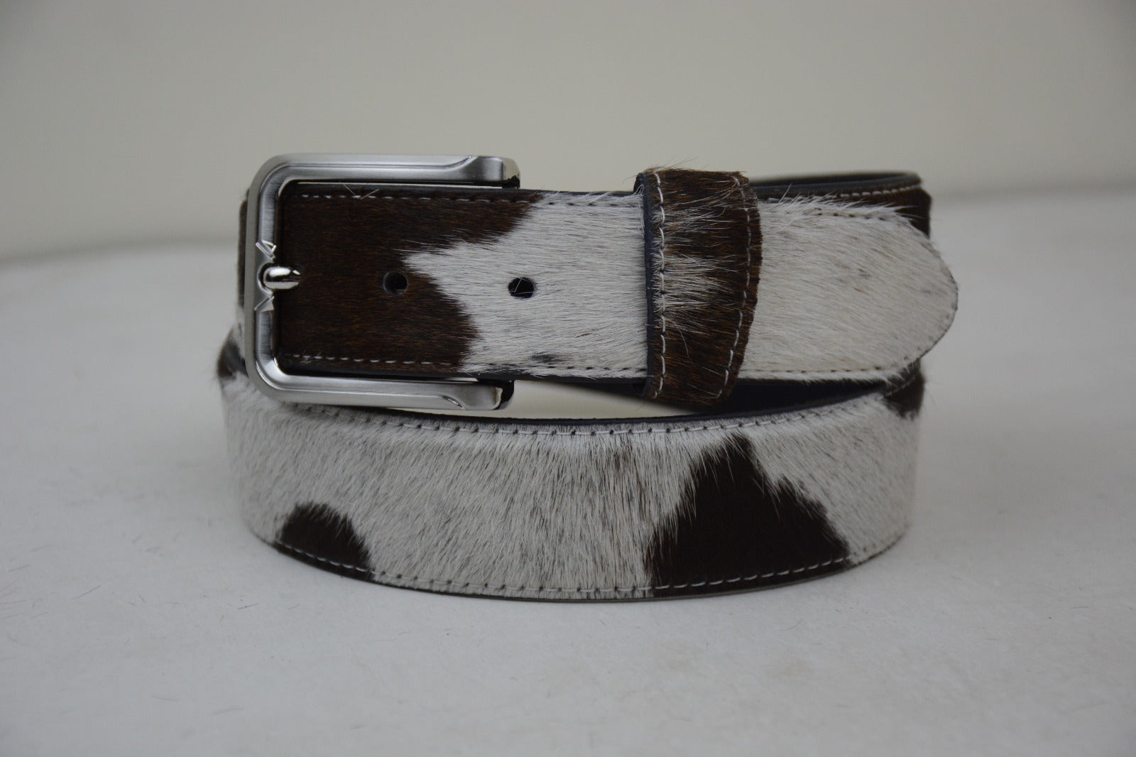 Black Cowhide Leather Belt – Handcrafted Hair-On Hide