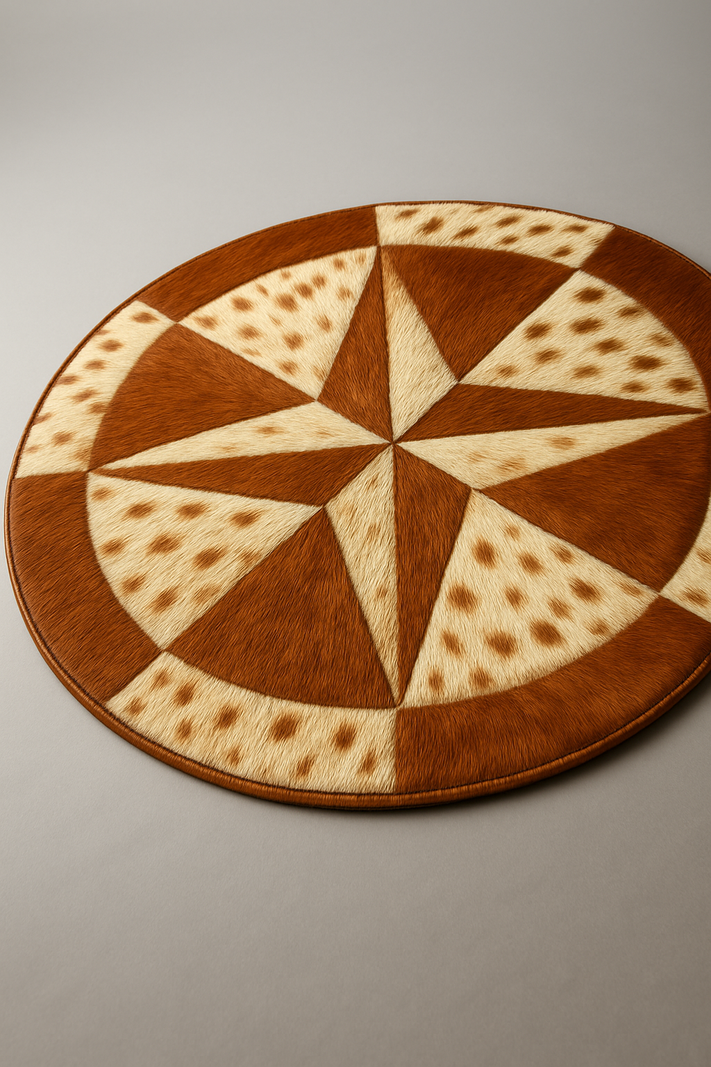 Round Cowhide Rug – Hair-On-Hide Patchwork Star