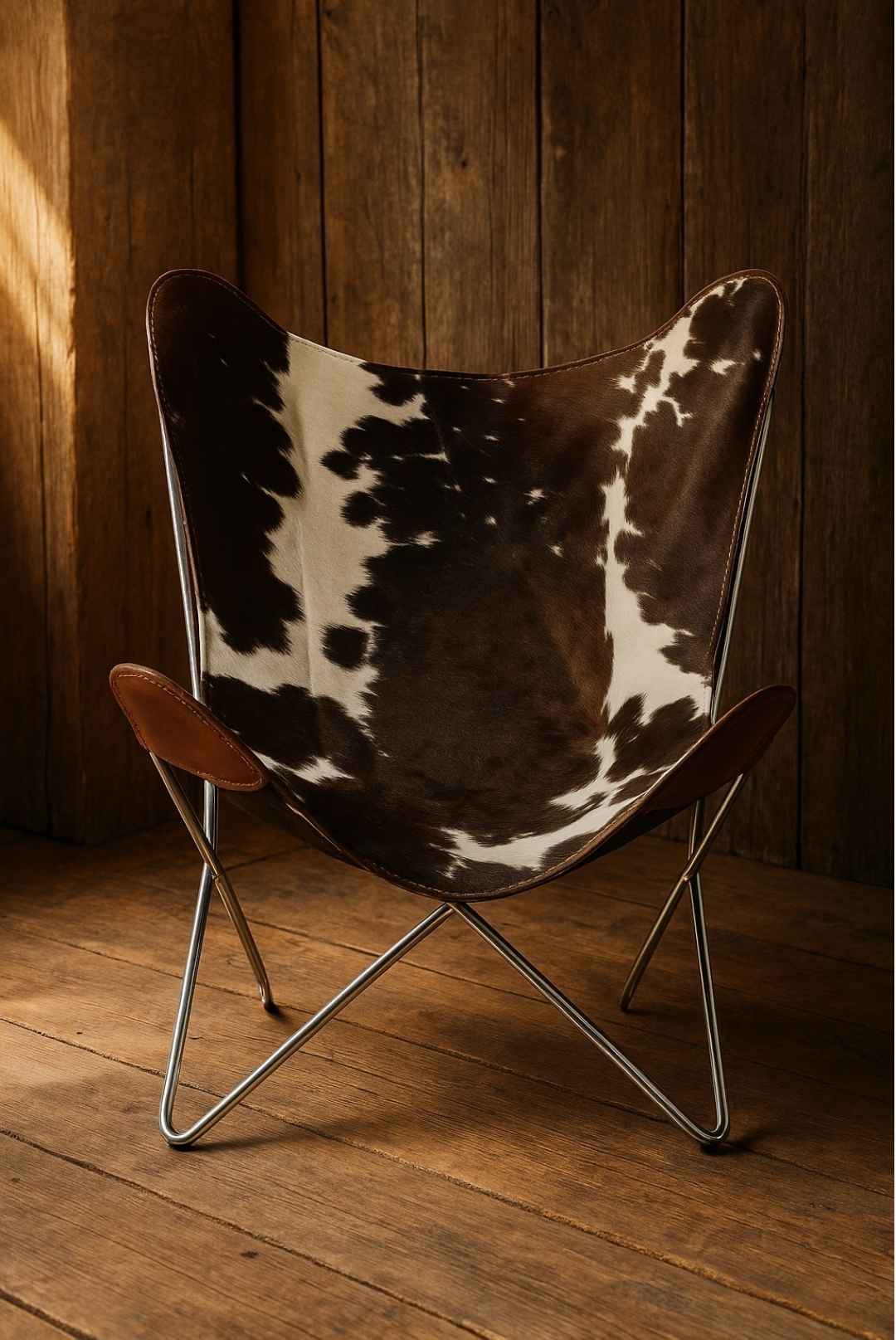 Natural Butterfly Cowhide Leather Chair