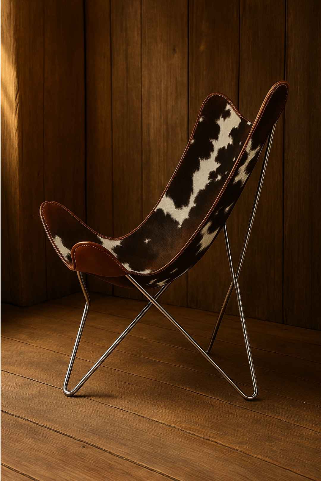 Natural Butterfly Cowhide Leather Chair