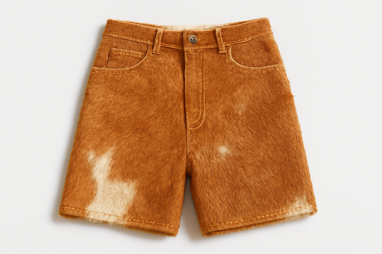 Handcrafted Long Cowhide Shorts – Unique Pattern