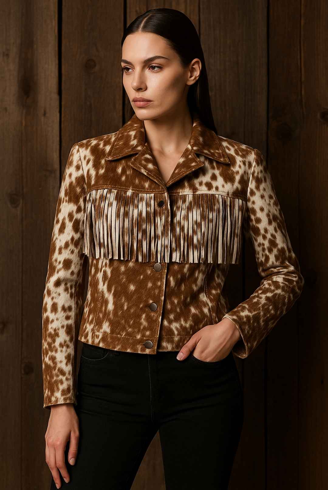 fringe cowhide jacket