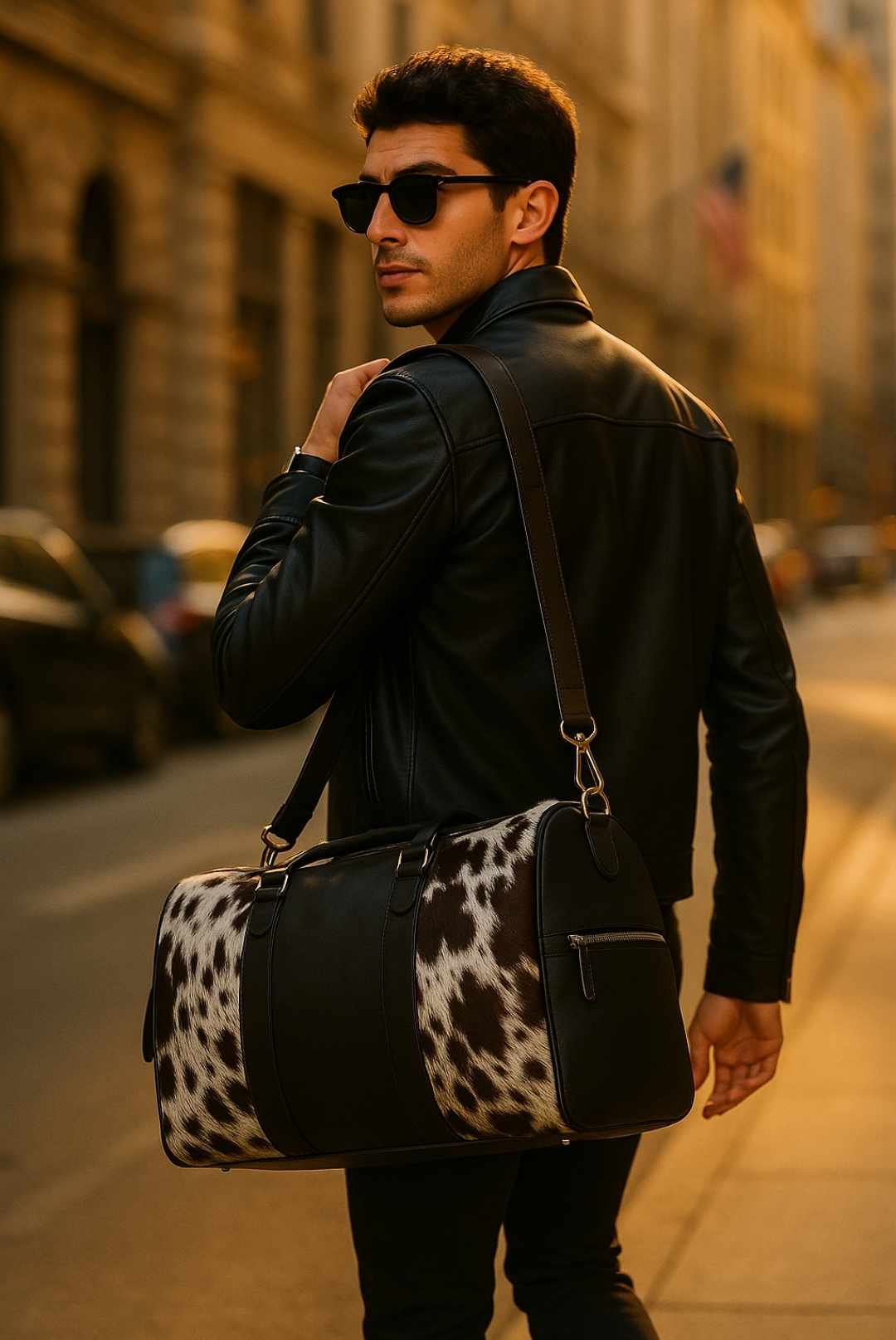 Cowhide leather duffle bag