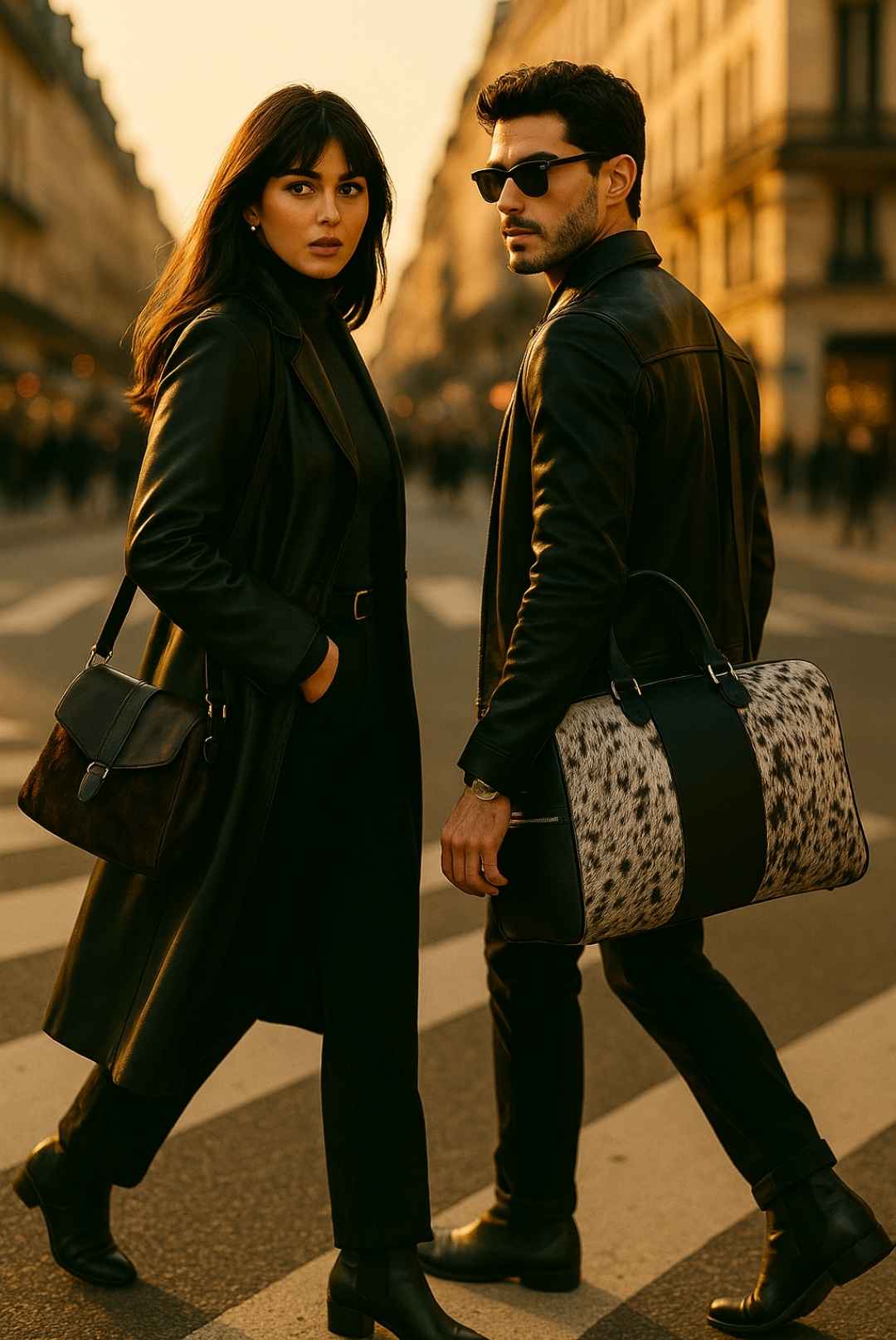 Cowhide leather duffle bag