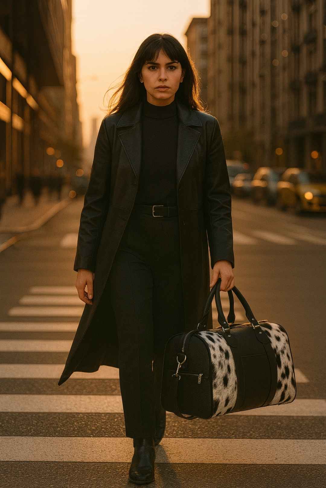 Cowhide leather duffle bag