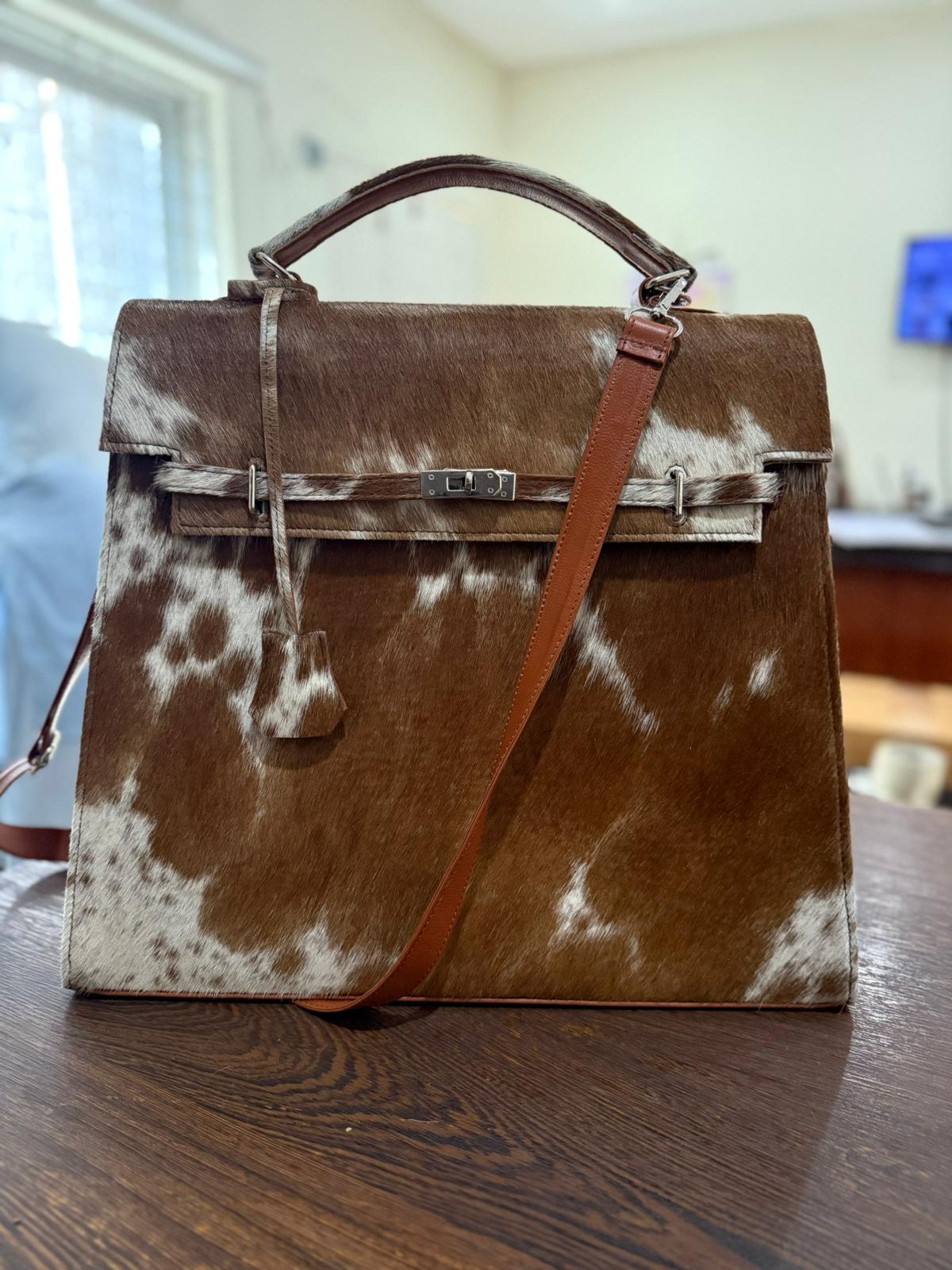 Cowhide Leather Top-Handle Bag
