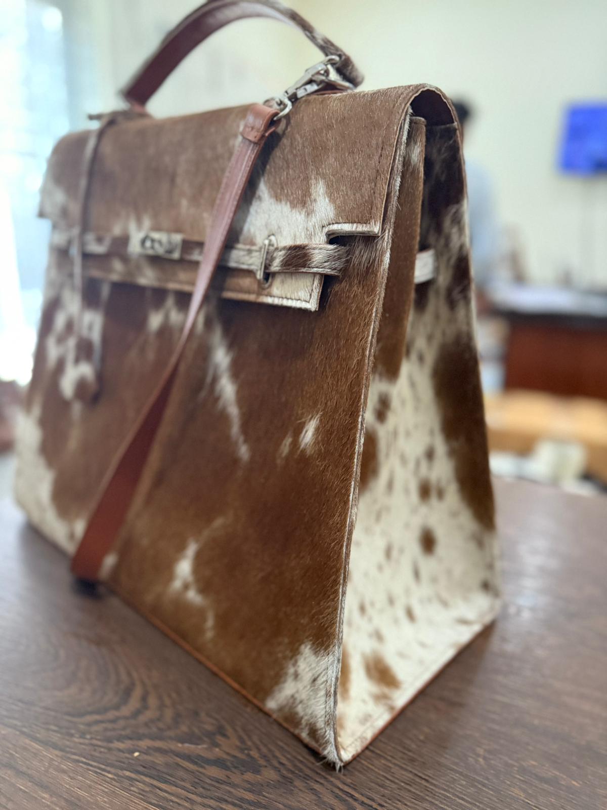 Cowhide Leather Top-Handle Bag