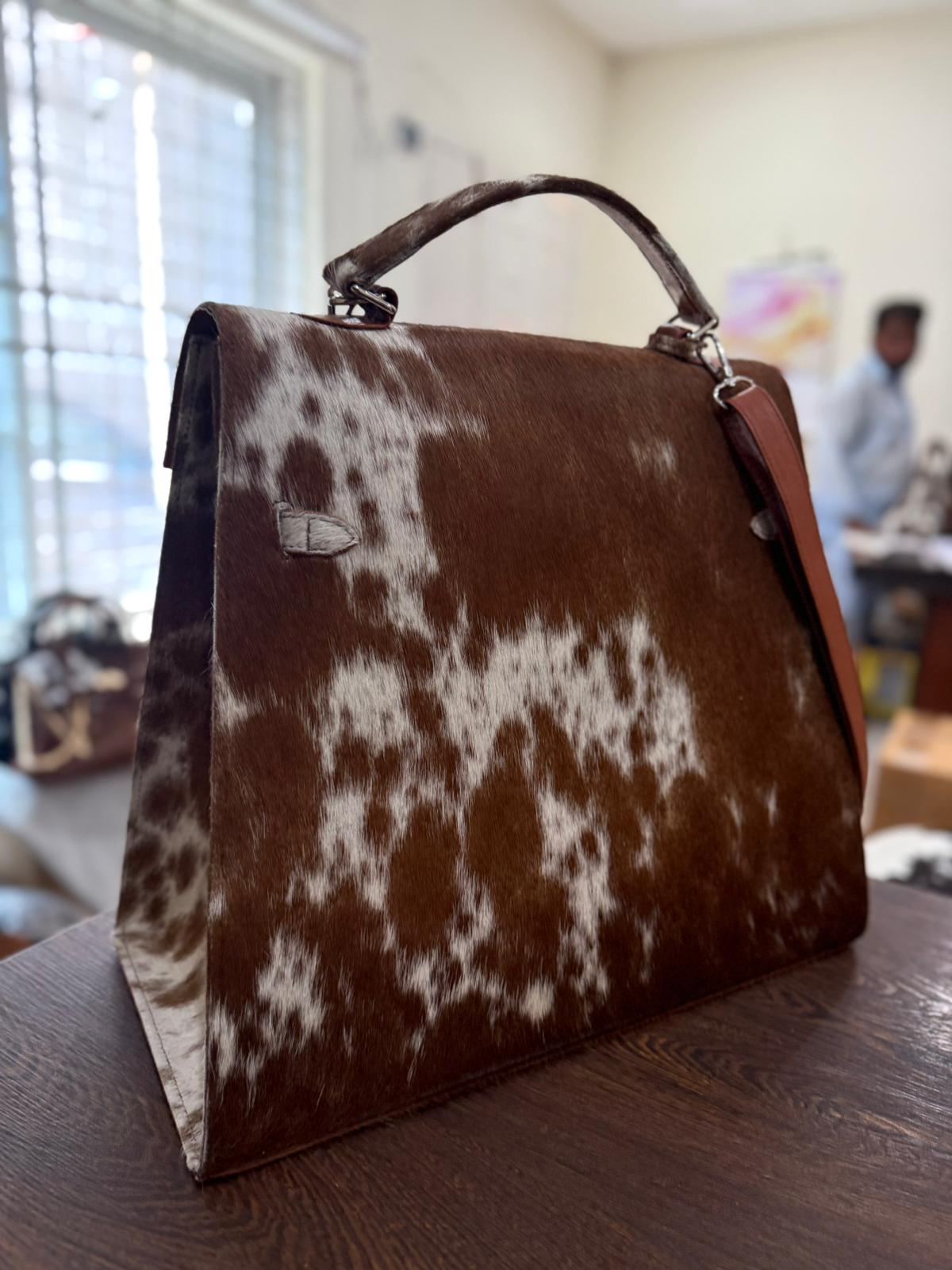 Cowhide Leather Top-Handle Bag