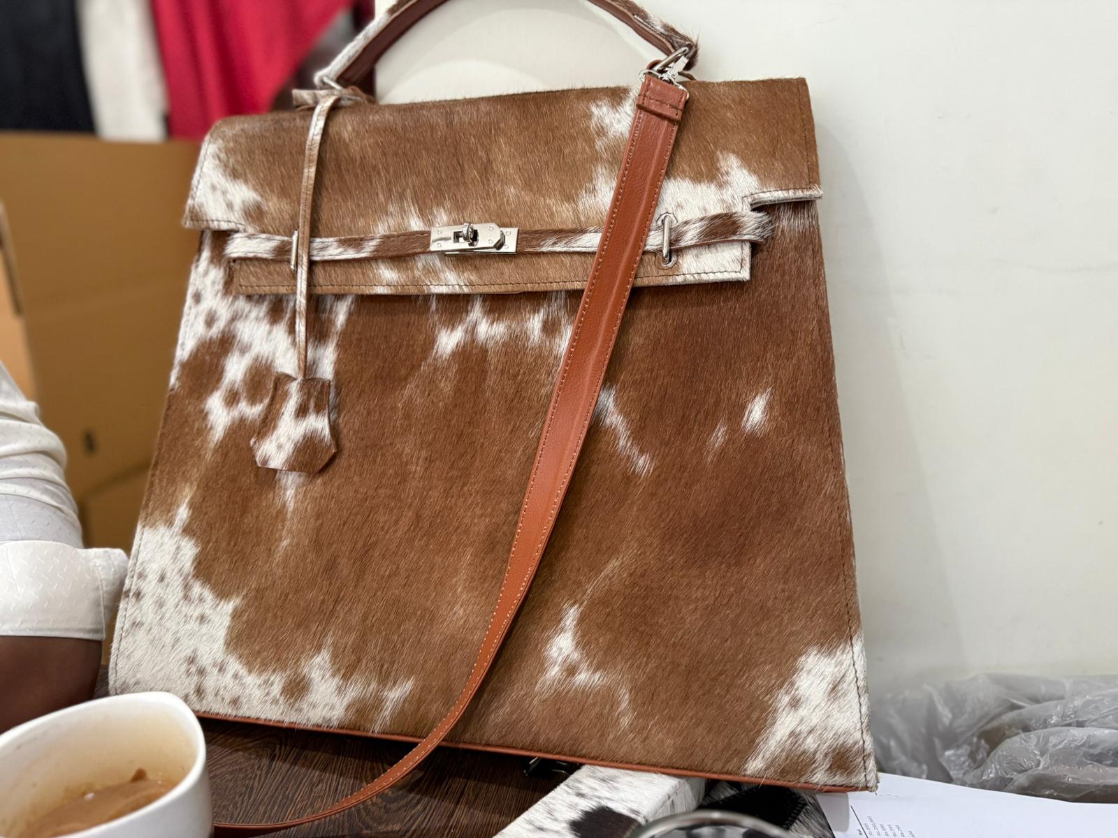 Cowhide Leather Top-Handle Bag