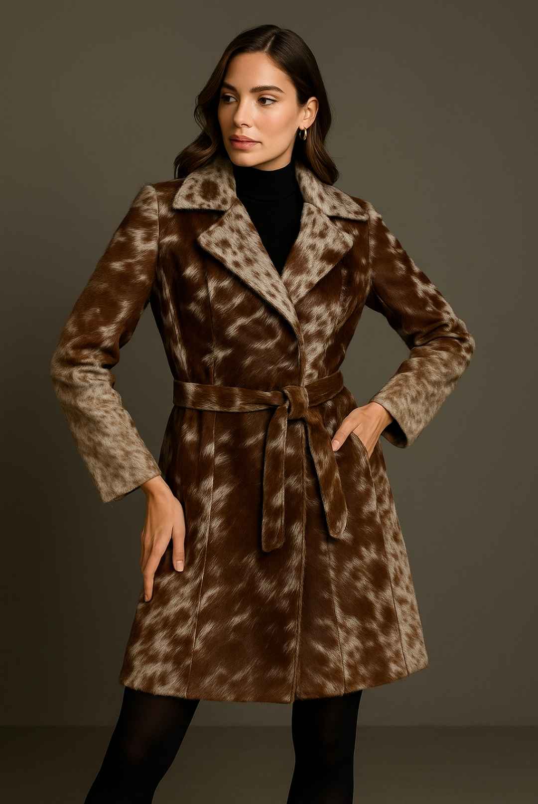 Cowhide Leather Trench Coat
