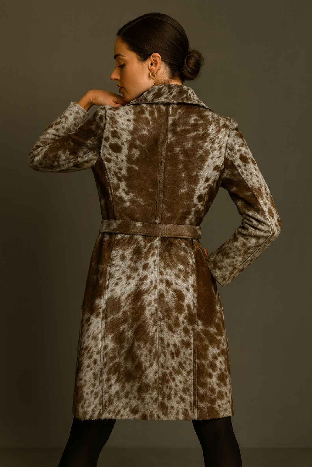 Cowhide Leather Trench Coat