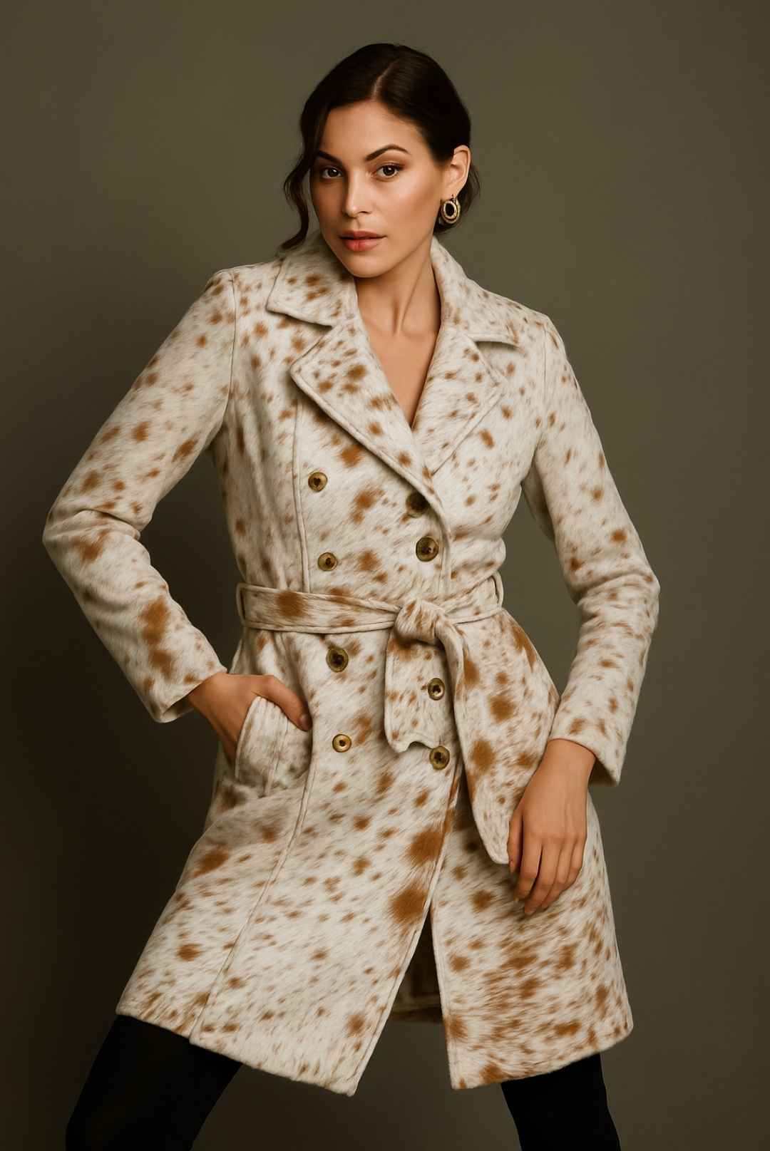 Cowhide Leather Trench Coat