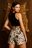 Black Cowhide Long Shorts