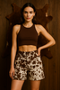 Brown Cowhide Long Shorts