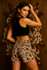 Brown Cowhide Long Shorts