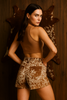 Tan Cowhide Long Shorts
