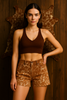 Tan Cowhide Long Shorts