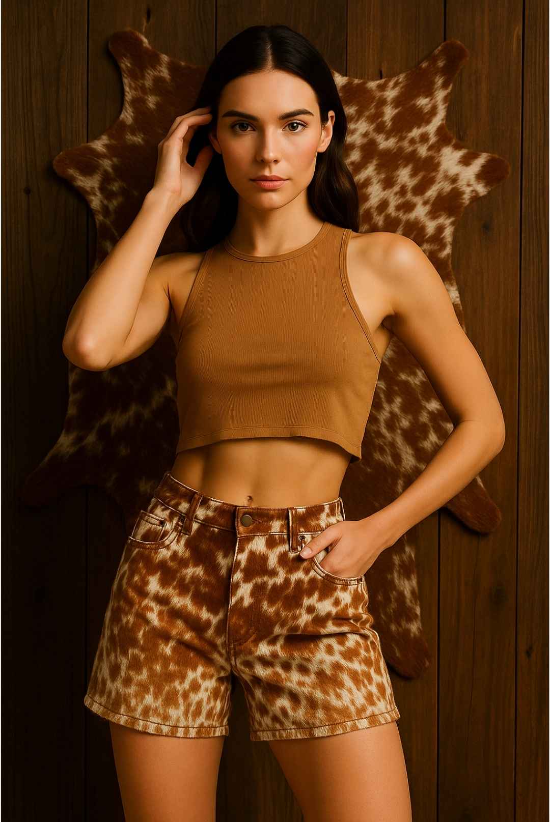 cowhide long shorts