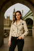  White Cowhide Leather Biker Jacket