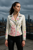 Floral Cowhide Leather Jacket