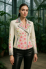 Floral Cowhide Leather Jacket