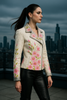 Floral Cowhide Leather Jacket