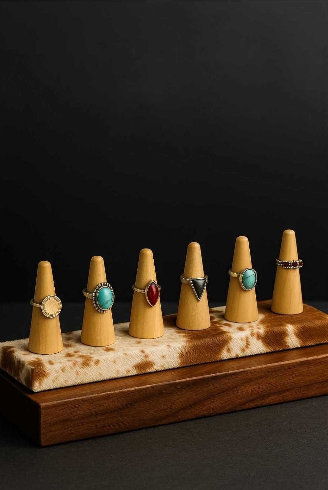 Hair-On Hide Ring Holder Stand