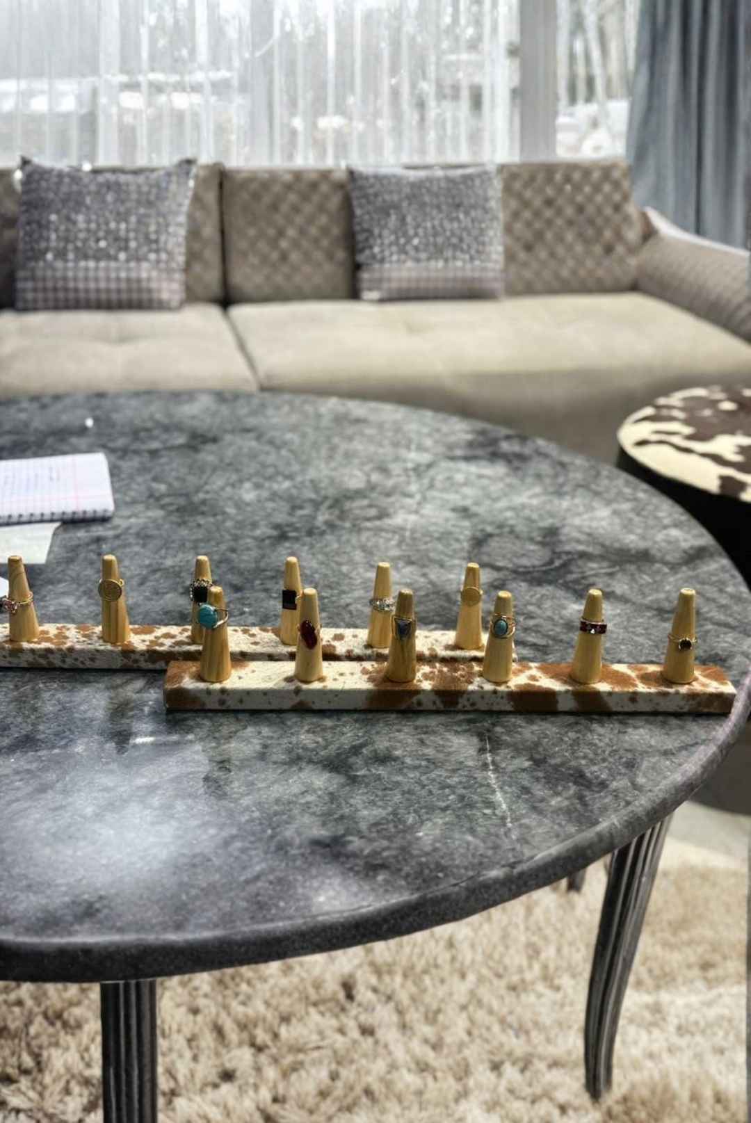 Hair-On Hide Ring Holder Stand