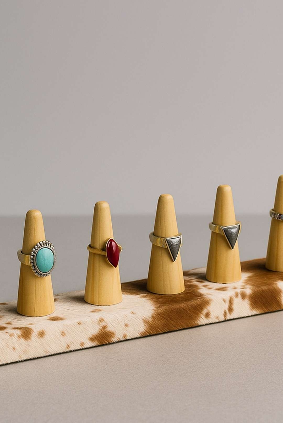 Hair-On Hide Ring Holder Stand