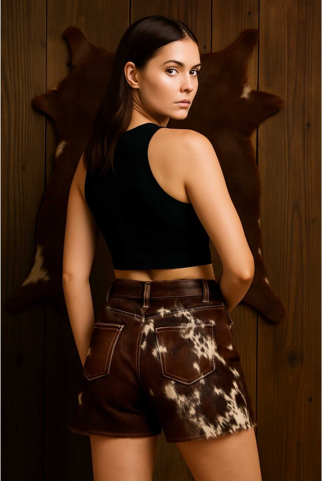 Hair-on-hide Cowhide Shorts