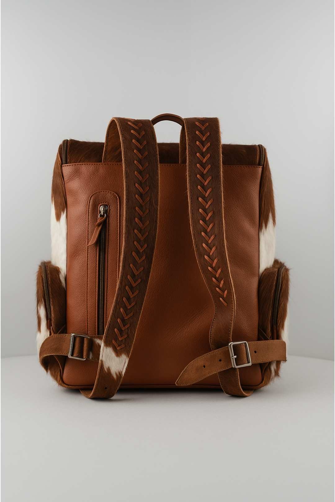 Hair-On Cowhide Backpack - Whipstitch Pattern