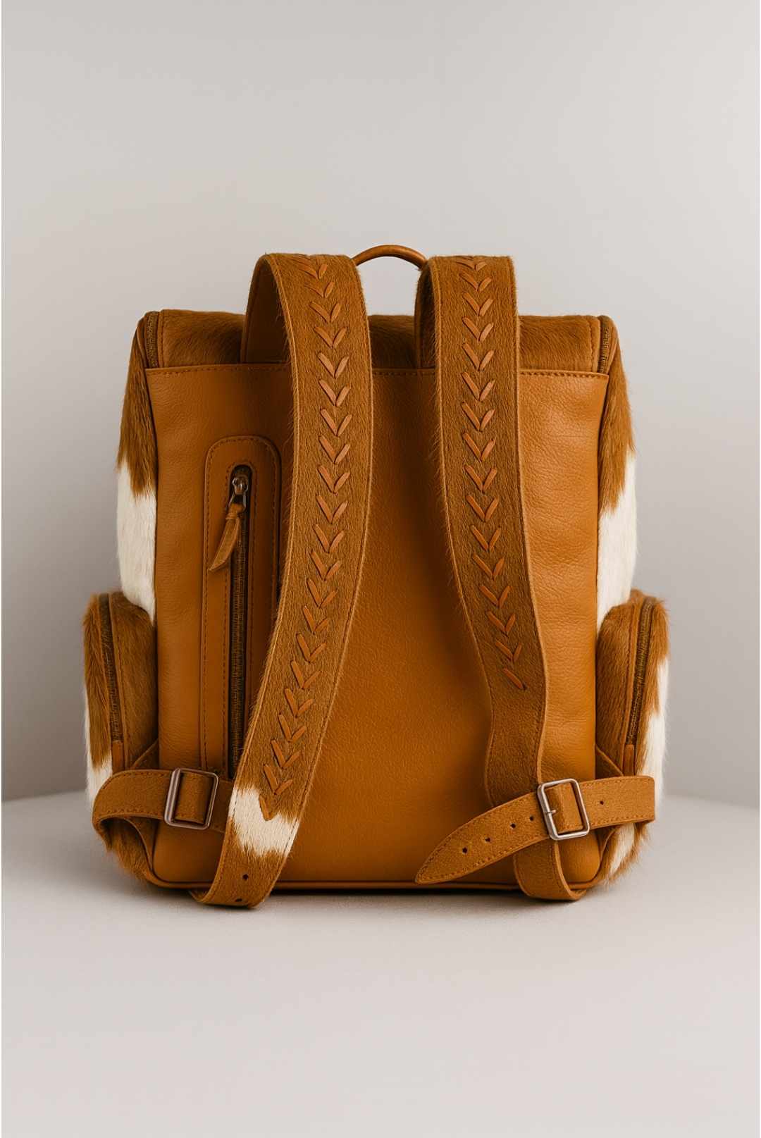 Hair-On Cowhide Backpack - Whipstitch Pattern