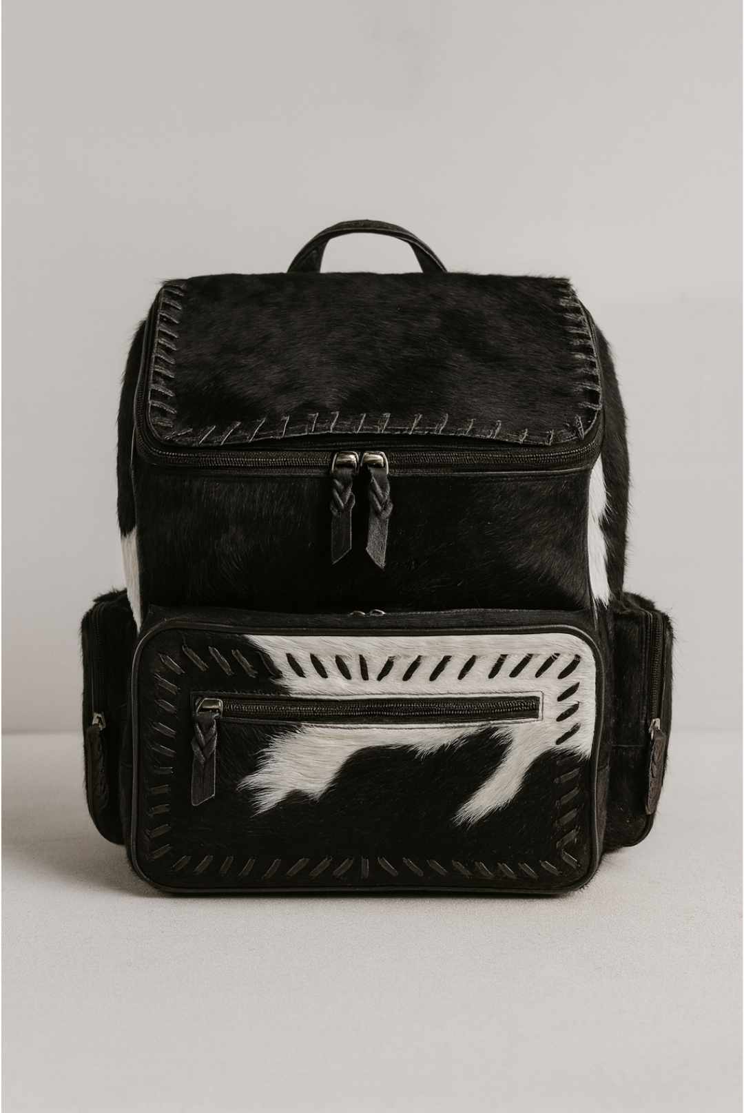 Hair-On Cowhide Backpack - Whipstitch Pattern