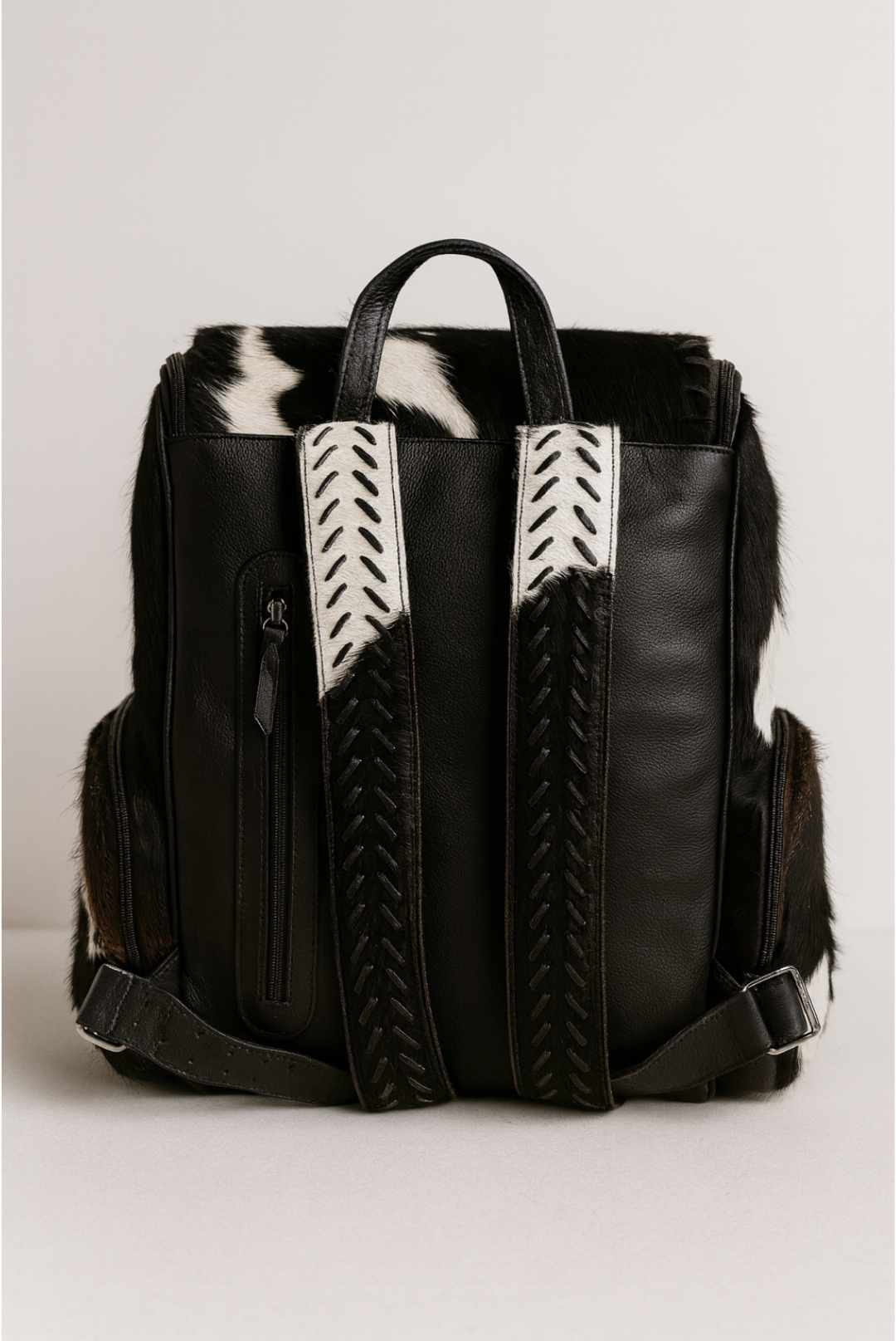 Hair-On Cowhide Backpack - Whipstitch Pattern