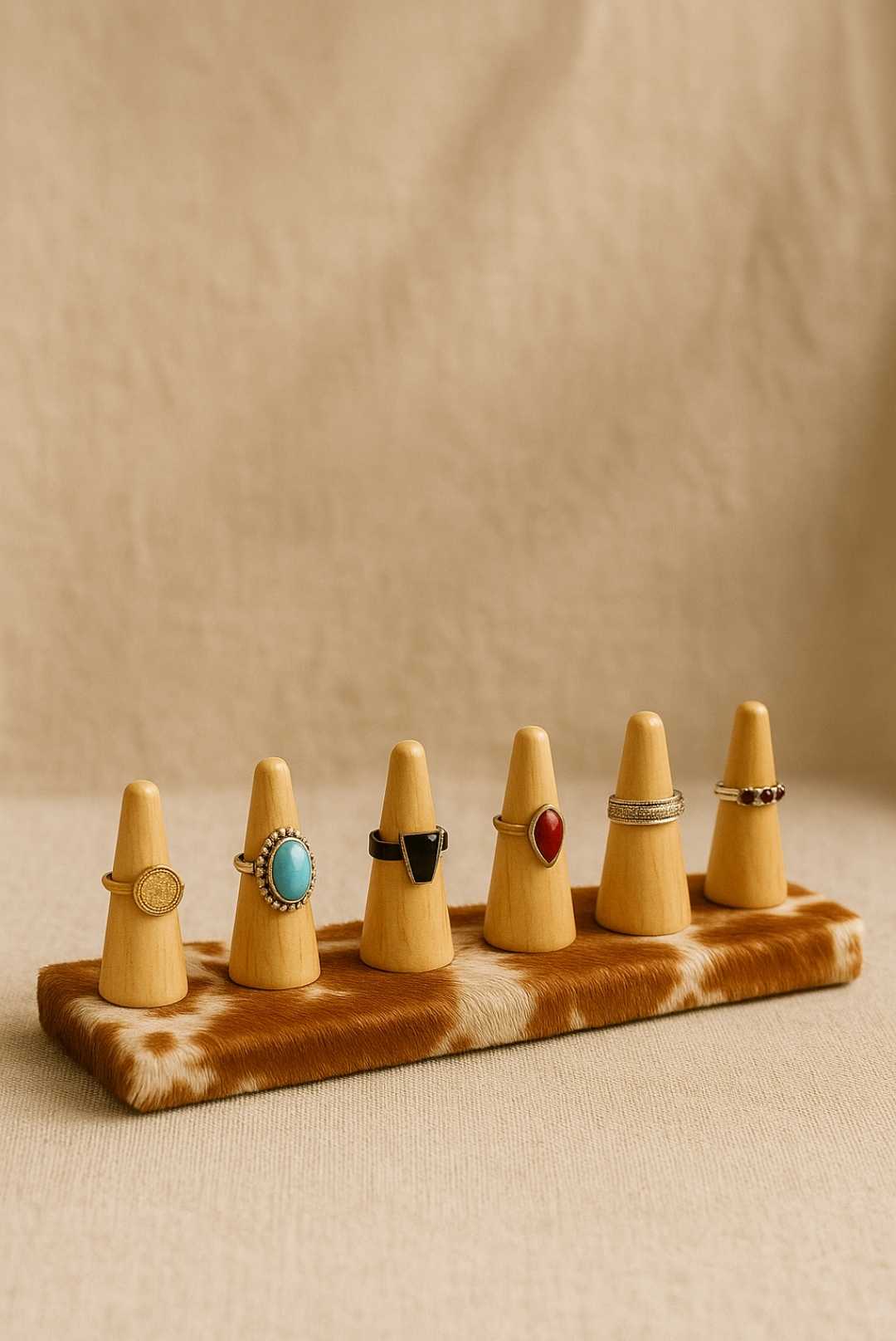 Hair-On Hide Ring Holder Stand