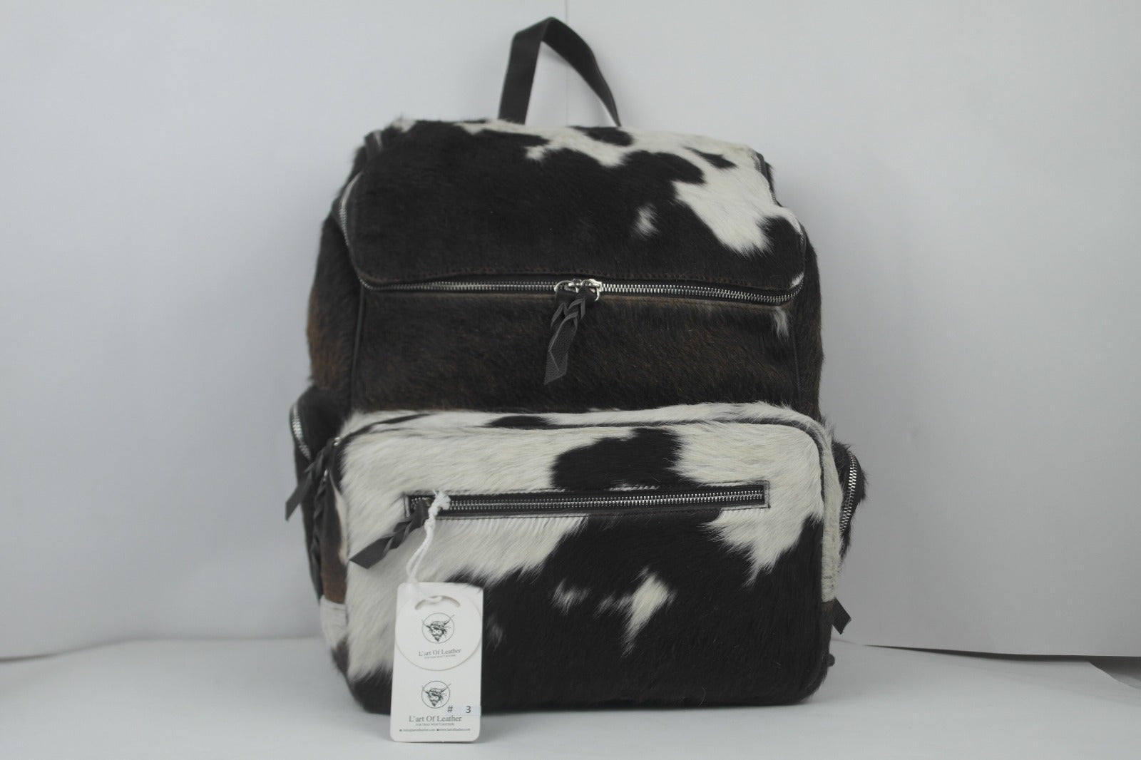 Handmade Genuine Cowhide Backpack: Natural Pattern