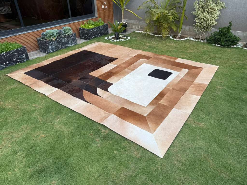 Contemporary Cowhide Patchwork Rug – Modern Statement